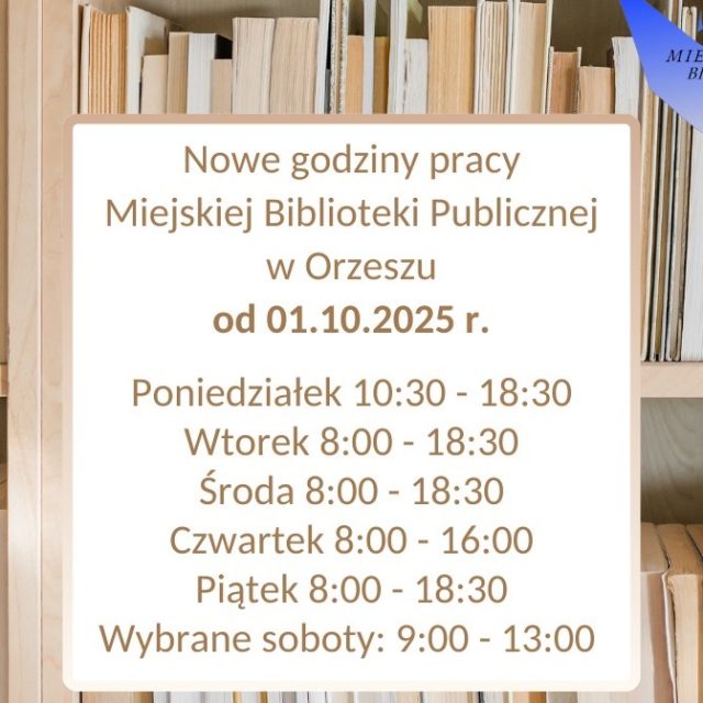 Od 1 października nowe godziny otwarcia biblioteki w Orzeszu