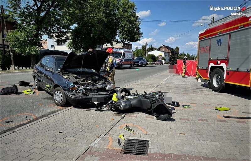 Wypadek drogowy w Orzeszu. Nie żyje 52-letni motocyklista